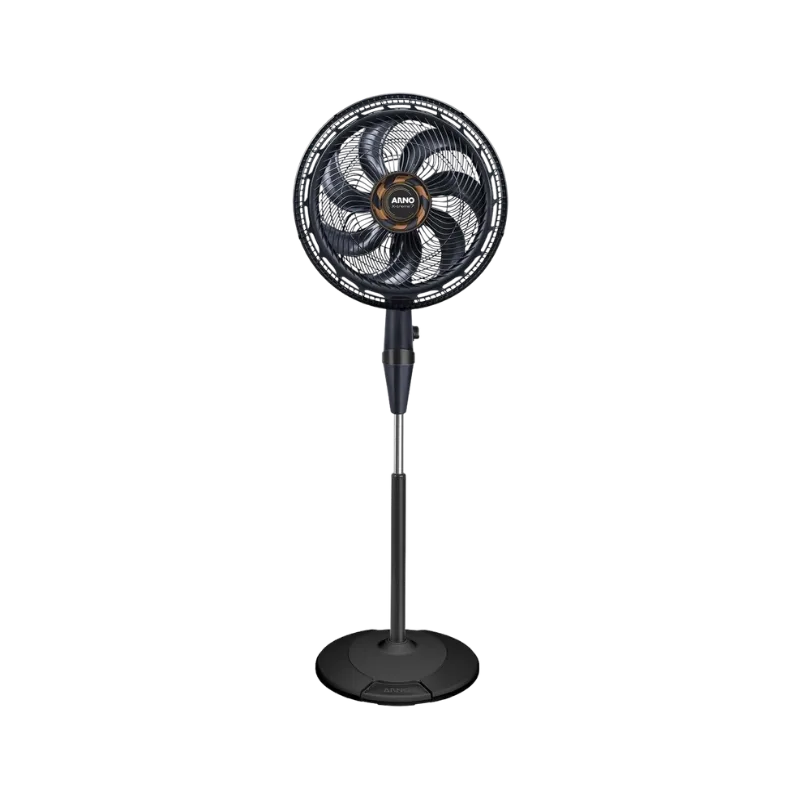 Ventilador de coluna Arno X-TREME 7 preto com hélice de 7 pás, destacando silêncio absoluto no quarto. Confira hoje