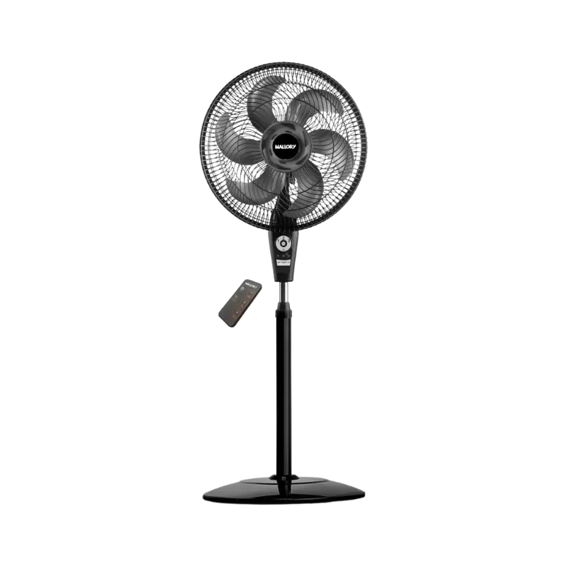 Ventilador de coluna Mallory Air Timer exibindo o seu painel de desligamento automático noturno.